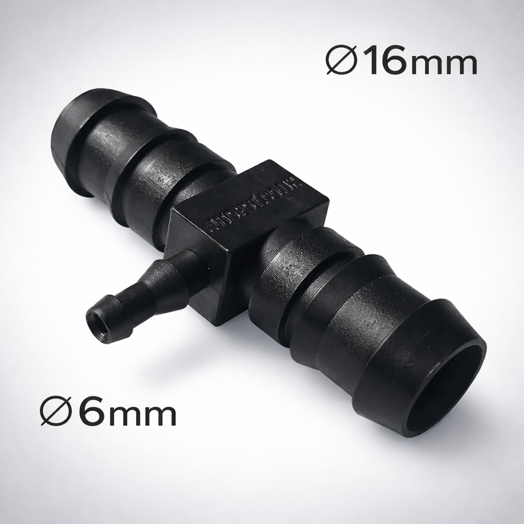 AutoPot T-liitin 16 mm – 6 mm – PF945/T